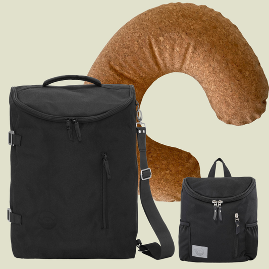 Sort ♻️ Recycled Polyester Pusletaske + MiniMe juniortaske + GRATIS ammepude