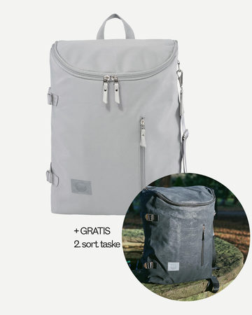 Grå ♻️ Recycled Polyester Pusletaske +gratis 2.sort.