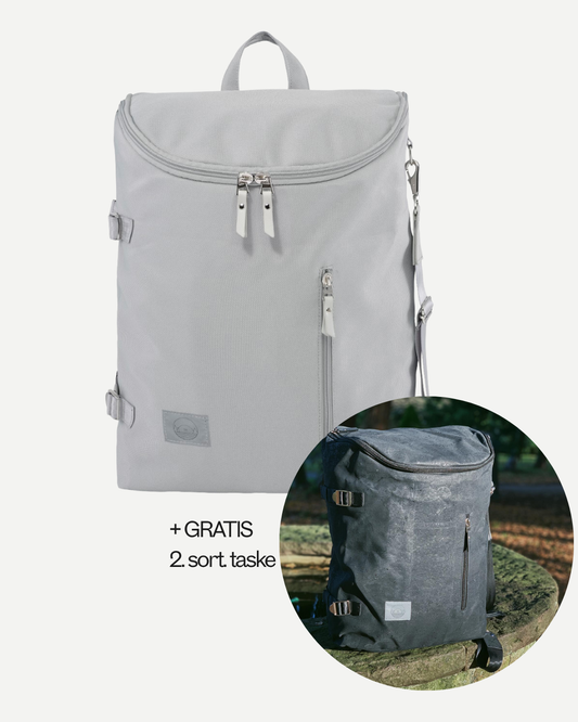Grå ♻️ Recycled Polyester Pusletaske +gratis 2.sort.