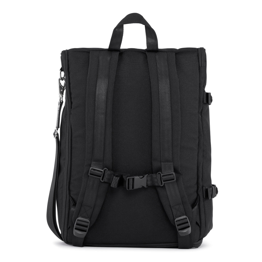 Schwarz ♻️ Wickeltasche aus recyceltem Polyester + MiniMe Junior-Tasche in Schwarz + GRATIS Stillkissen